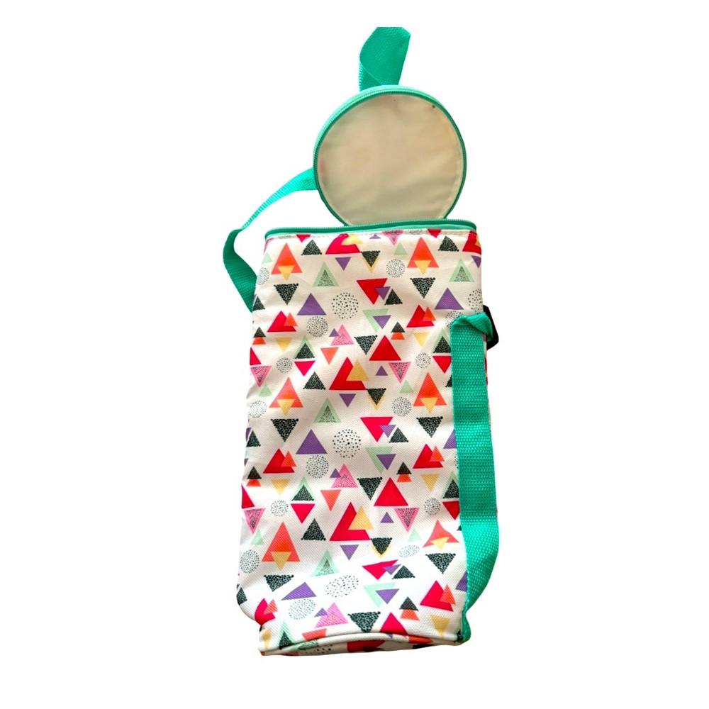 Vintage Style Geometric Patterned Insulated Wine Bottle Tote: GUC